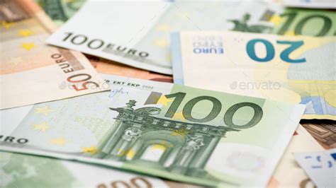 Euros Bills Of Different Values Euro Bill Of One Hundred Stock Photo