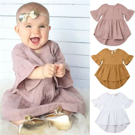 Baby Girl Summer Ruffles Sleeve Dress 1 5y 3 Colors