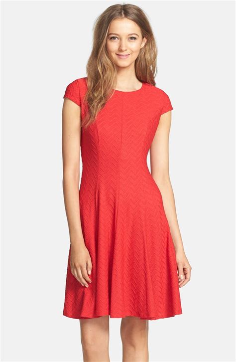 Eliza J Textured Knit Fit And Flare Dress Petite Nordstrom