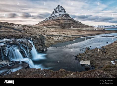 Kirkjufell Iceland With Waterfall Stock Photo Alamy