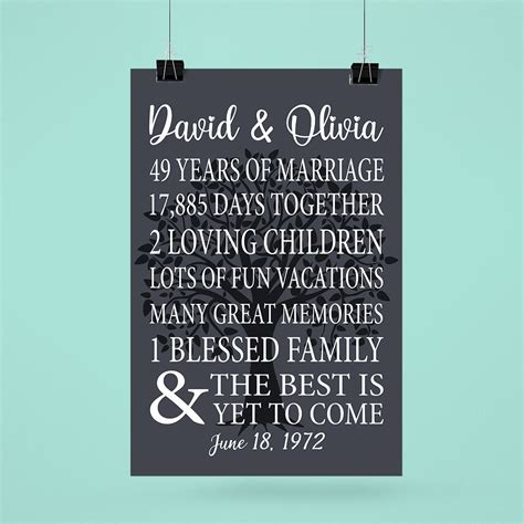 Personalized 49th Wedding Anniversary Ts Poster For Couple Parents