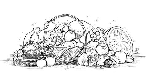 sketsa gambar mewarnai buah buahan hitam putih anak tk