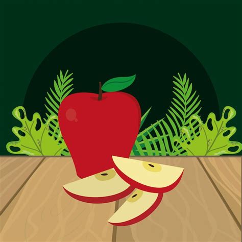 Dibujos Animados De Manzana De Fruta Fresca Vector Premium