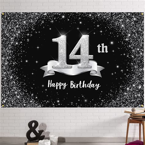 Hamigar 6x4ft Happy 14th Birthday Banner Backdrop 14 Years Old Birthday Decorations Party