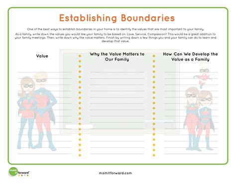 Printable Healthy Boundaries Worksheet