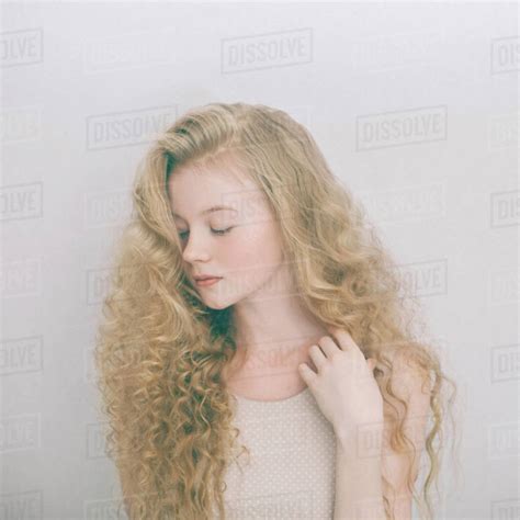 Portrait Of Caucasian Teenage Girl With Blonde Hair Stock Photo