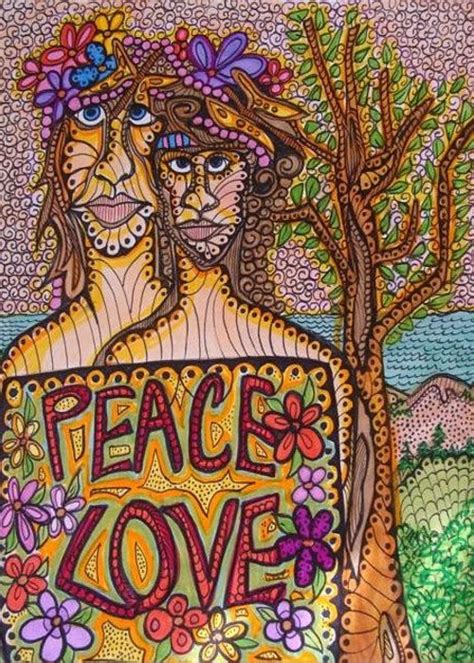 Hippie Couple Drawing By Gerri Rowan