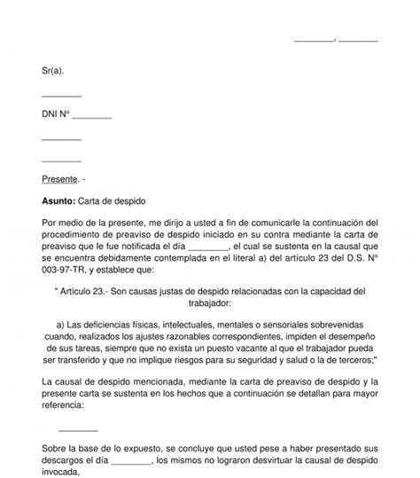 Formato Carta De Despido Justificado Mexico Recipes P