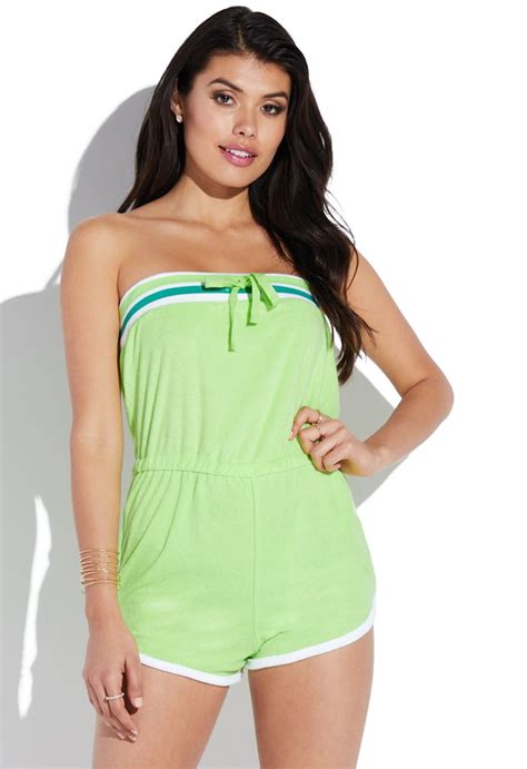 TERRY STRAPLESS ROMPER Rompers Strapless Romper Terry Romper