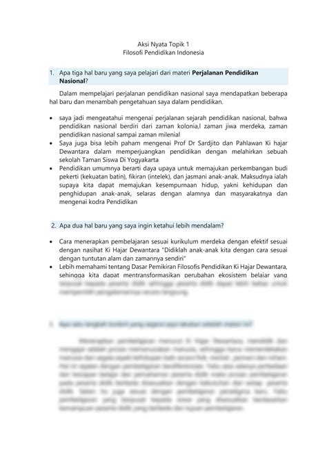 Solution Filosofi Pendidikan Indonesia Aksi Nyata Topik Studypool My