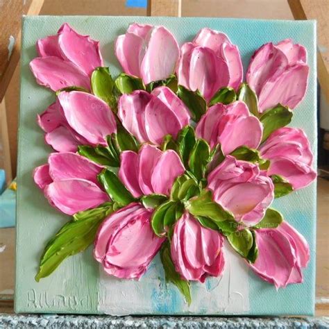 Pink Impasto Tulip Oil Painting Tulip Painting Small Painting In 2020