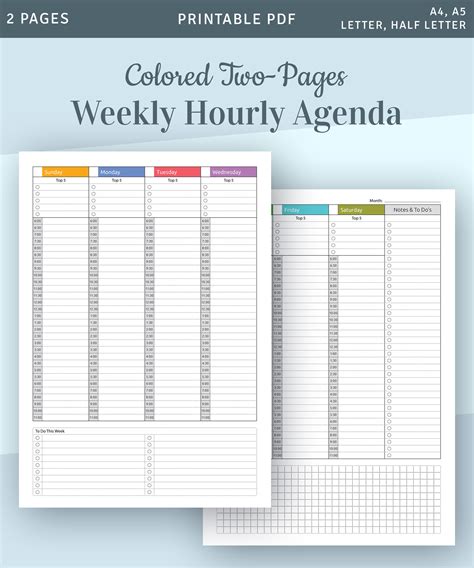 Vertical Weekly Planner Weekly Planner A5 Undated Weekly Hourly