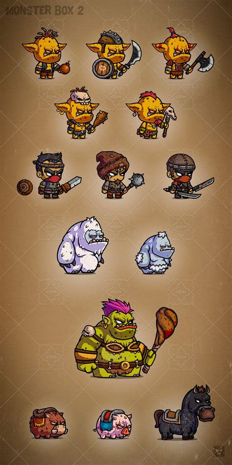 Monster Cartoon Rpg Characters 2 Gamedev Market Arte Isométrica Rpg Arte 2d