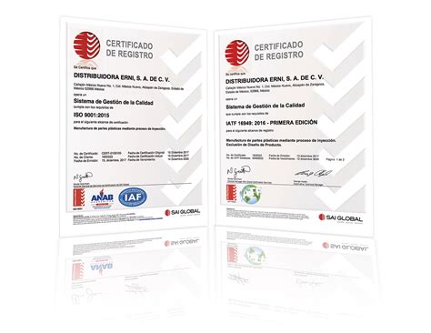 Certificaciones Lupa Erni And Mobil Plastic