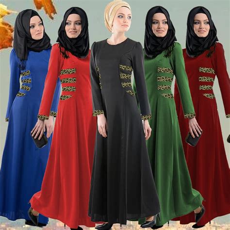 Women Arabic Muslim Dress New Fashion Patchwork Malaysia Maxi Dresses