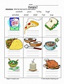 Food Names Worksheet - Word Bank by Teach Simple