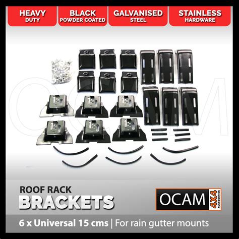 Set Of 6 Roof Rack Brackets Universal For Rain Gutter Mounts 4x4