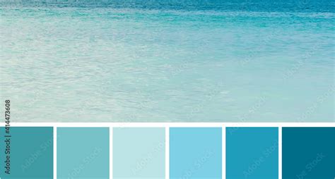Color Palette Swatches Of Abstract Blurred Shapes Of Turquoise And Dark