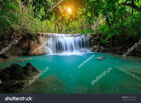 Huay Mae Kamin Waterfall Beautiful Waterfall Stock Photo