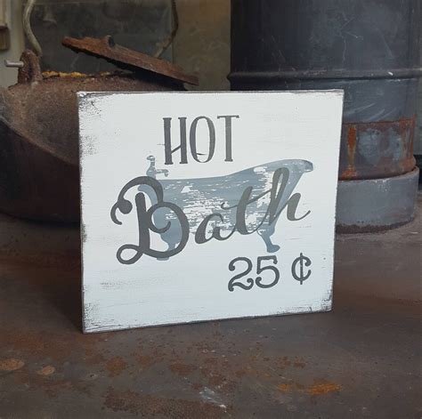 hot bath 25 cents vintage bathroom sign shabby chic decor etsy