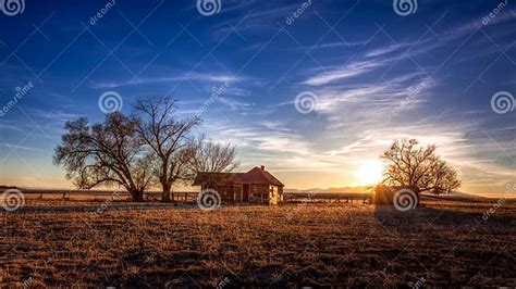 Old Farmhouse Under Deep Blue Sky Stock Image Image Of Deep Clouds