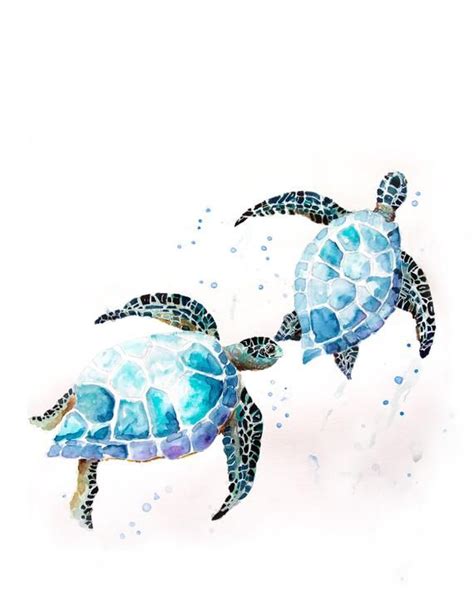 Watercolor Sea Turtle Print Panama City Beach Print Ocean Sea Turtle