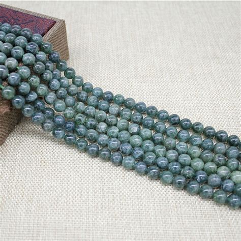 High Quality Striking Dark Green Natural Apatite Round Beads Handmade