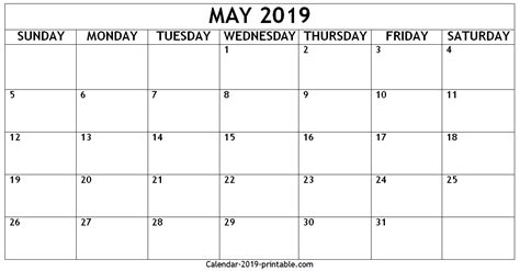 May 2019 Calendar Printable Editable Template In Pdf Word Excel