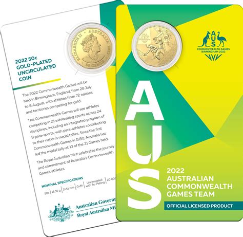 2022 50c Australian Commonwealth Games Team Gold Plated Uncirculated