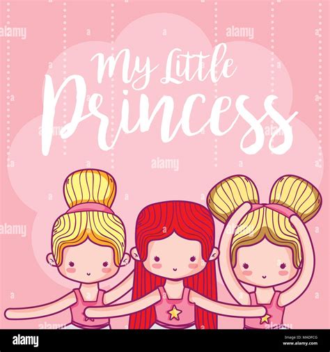 My Little Princess Cute Card With Girl Vector Illustration Graphic