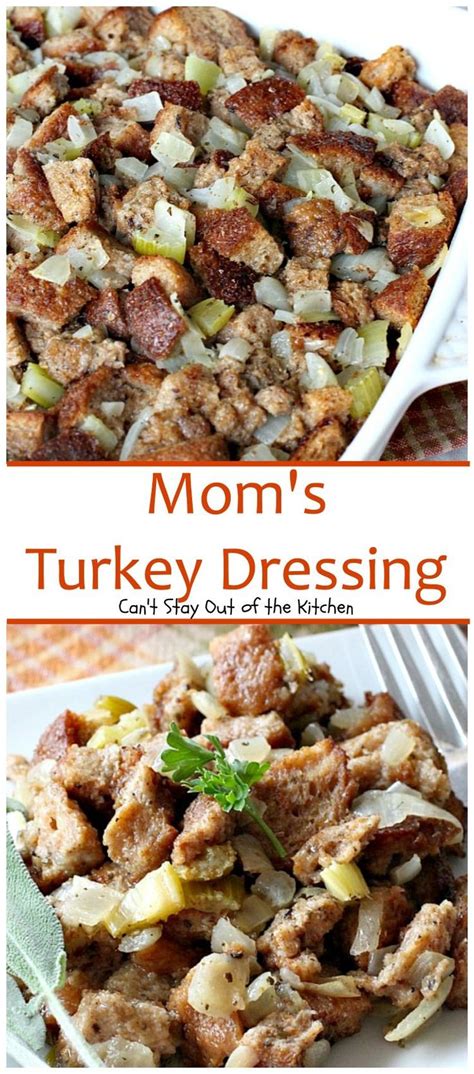 The Cover Of Mom S Turkey Dressing Is Shown In Two Different Pictures