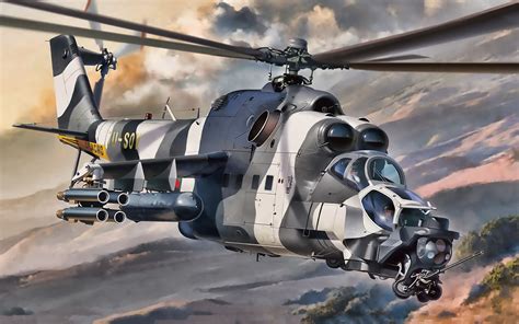 Download Wallpapers Mi 24 Hind Russian Military Helicopter Mil Mi 24