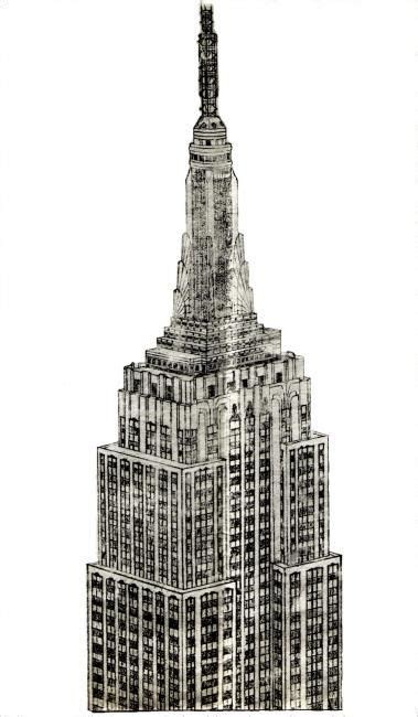 Empire State Building Pencil Rendering Architectural And Empire