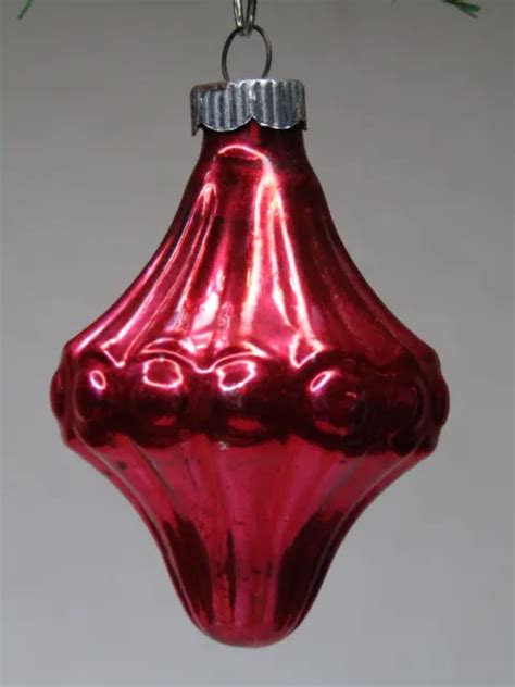 Vintage Blown Glass Bumpy Lantern Swirl Christmas Ornament Shiny Brite Red Picclick