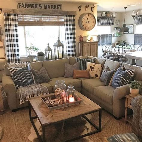46 The Best Living Room Decoration Ideas With Rustic Farmhouse Style