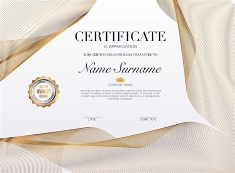 Premium Vector Certificate Template With Golden Decoration Element
