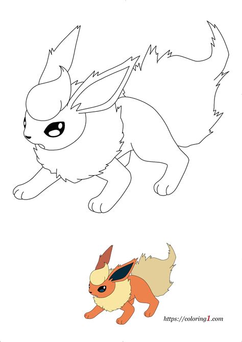 Pokemon Eevee Evolutions Flareon Coloring Pages Free Coloring