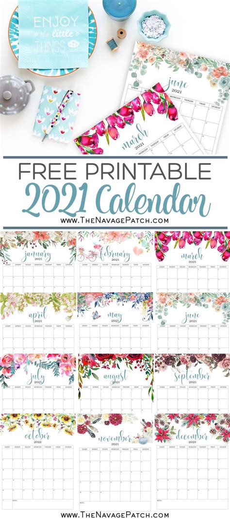 Printable Calendar With Notes 2021 Free Printable 2021 Floral Images