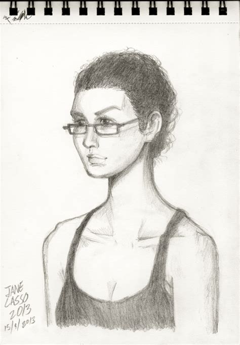 Dibujos Y Sketches De Jane Lasso Retrato De Mujer Con Lentes A Lápiz