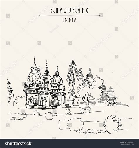 Ancient Hindu Temples Khajuraho Madhya Pradesh Stock Vector 377265001