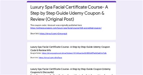 Luxury Spa Facial Certificate Course A Step By Step Guide Udemy Coupon And Review Original Post