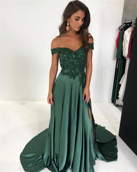 Elegant Dark Green Bridesmaid Dress Off Shoulder Guest Wedding Party Dress A Line Bridesmaid