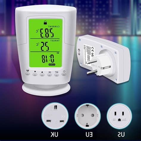 Digital LCD Programmable Wireless Thermostat Socket Home Intelligent