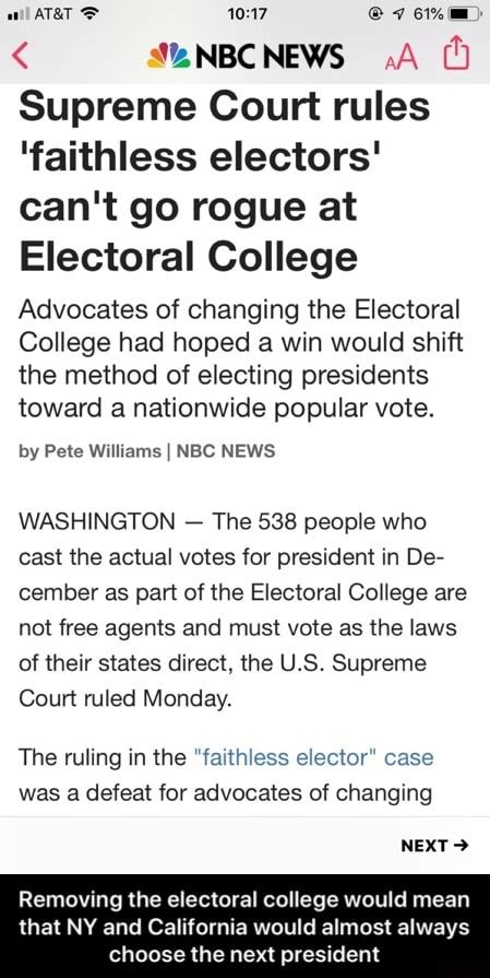 As 1017 Aa Supreme Court Rules Faithless Electors Cant Go Rogue At