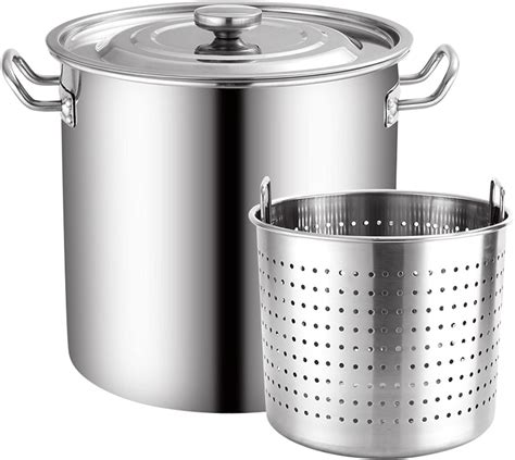 Commercial Grade Heavy Duty Stock Pot With Strainer Basket