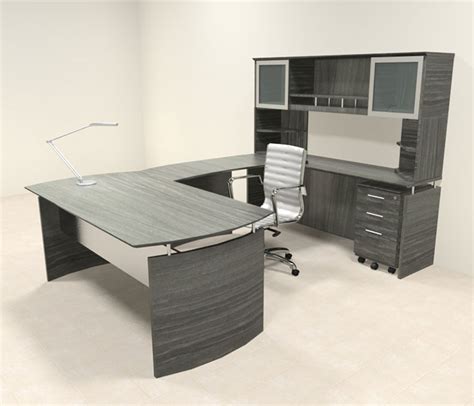 5pc Modern Contemporary U Shaped Executive Office Desk Set Mt Med U4