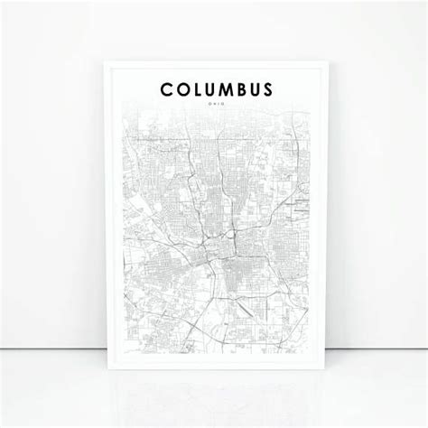 Columbus Oh Map Print Ohio Usa Map Art Poster City Street Etsy Usa