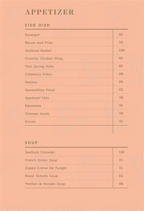 Menu at Gourmet Kemang restaurant, South Jakarta