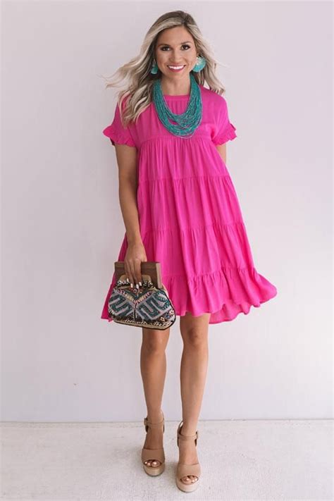 Beyond Basic Babydoll Dress In Hot Pink Hot Pink Dress Outfit Pink