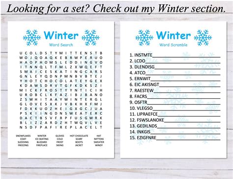 Winter Word Scramble Winter Party Game Printable Instant Etsy